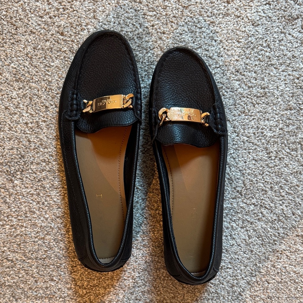 Coach Black Bit Loafers with Gold Detail